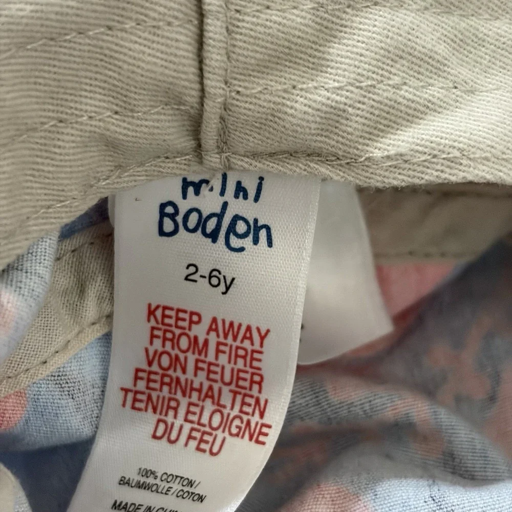 Mini Boden size 2-6 years Tropical  Cotton Bucket Hat Vacation Coastal Preppy